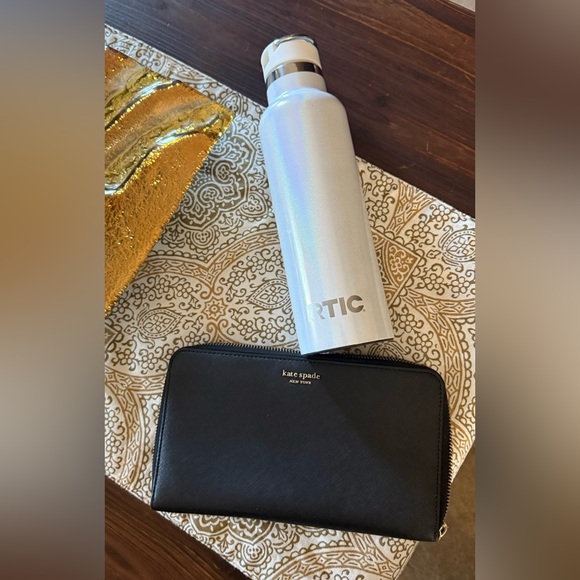 kate spade Other - Kate Spade Black and Gold Wallet & Arctic water bottle iridescent